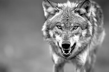 Fototapeta premium Snarling Wolf - Intense and Detailed Wildlife Illustration