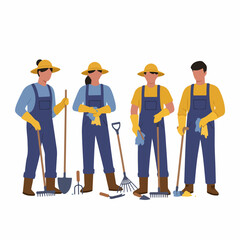 Flat Style Group of People Farmer Community Illustration Graphic Design