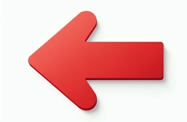 Red left arrow sign against white background. Symbol for direction navigation and guidance. Modern design of arrow indicates the way. Perfect for websites apps and business presentations.
