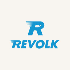 Letter R Logo featuring a Stylized Eagle Head and Wings