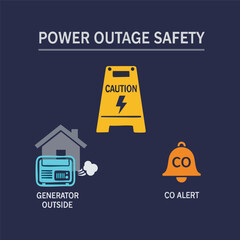 Power Outage Safety Tips: Generator Placement and Carbon Monoxide Alerts.