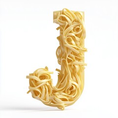 font J shape from noodle pasta for children food simple breakfast, isolated white