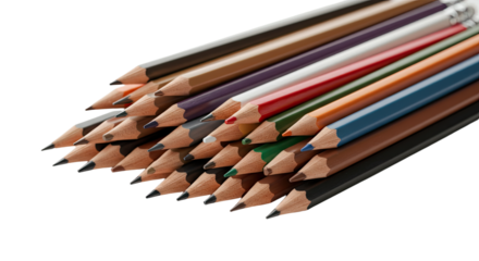 Close-up of a bundle of sharpened colored pencils with various colors perfect for art projects and creative designs