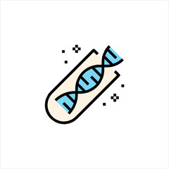 Dna strand spirals inside a test tube during scientific experiment in a laboratory environment, representing genetic research and discovery.