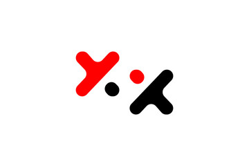 Dual X Logo – Red & Black Minimalist Symbol with Dots, Motion, and Symmetrical Abstract Energy