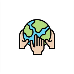 Hands holding earth globe, symbolizing care for the planet and environmental responsibility, conveying a message of global sustainability and ecological awareness.