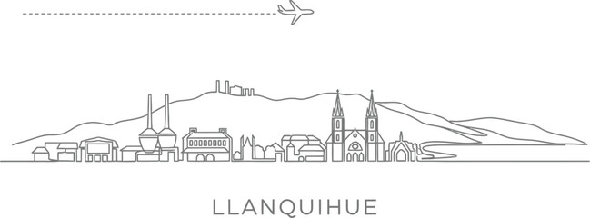 Obraz premium Llanquihue Skyline with Airplane and Hills