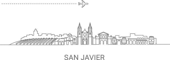 San Javier Skyline with Airplane Travel Icon