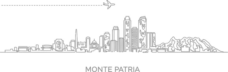 Monte Patria Skyline with Airplane Line Art
