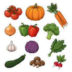 Set of vegetables illustration design.