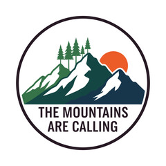 Mountain landscape with trees and sun nature