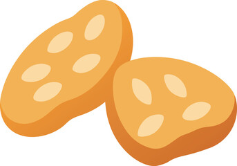 Chalk style biscotti with almond pieces, isolated handdrawn dessert vector illustration EPS