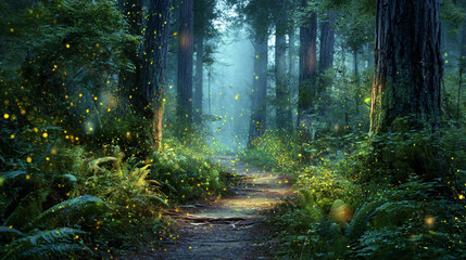 Fototapeta premium Misty Forest Morning Path