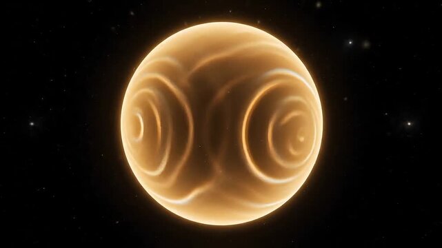 Mysterious glowing planet with swirling atmospheric patterns in deep space
