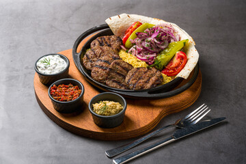 Turkish meatball traditional kofte. Spicy meatballs Kebab or Kebap