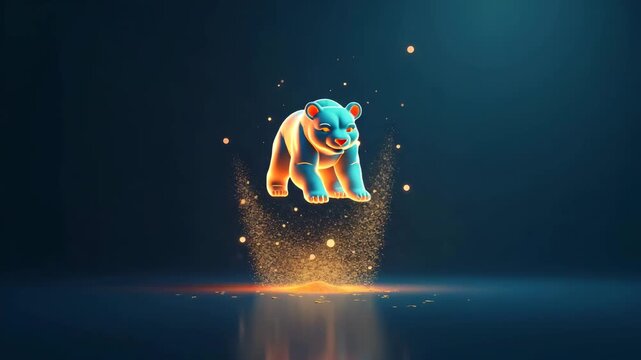 UI designers crafting financial bear icon assets in vector format for use in mobile trading apps to indicate market pessimism and risk alerts in  Photo Stock  Concept  and empty space on the left side