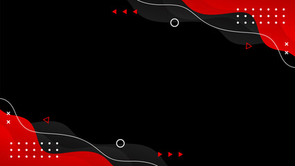 Abstract black and red fluid wave background with geometric shapes. Modern dynamic wallpaper. Template banner background for sales, business, ads, events, web, pages, and more