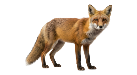 Alert fox stands, facing forward, with warm orange-brown fur