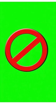 No or prohibition symbol, 2d animation, stock video. Easy to reuse on media, apps and web. Copy space for text.