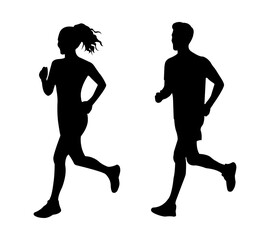 Silhouette of a young couple dancing in a sporty vector style