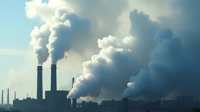 Close?up of dense factory smoke escaping from industrial vents illustrating severe air pollution and environmental health concerns at manufacturing site in  Photo Stock  Concept  and empty space on th