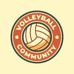 Logo and Sticker Template of Volleyball Community with Retro Graphic Style