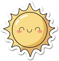 Vector Cute Kawaii Happy Smiling Sun Sticker Illustration