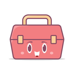 Cute Kawaii Toolbox Vector Pastel Colored Flat Style Tool Box Illustration, Hand Drawn Repair Equipment Icon for DIY, Construction, Handyman, Workshop, Hardware Tools, and Maintenance Design