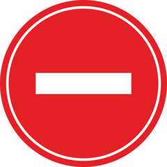 Red circular traffic sign with a white horizontal bar indicating no entry or prohibition