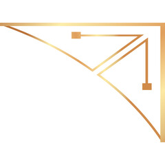 Elegant Golden Art Deco Corner Element With Geometric Shapes On White Background