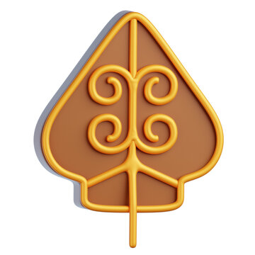 Brown Wayang Gunungan Puppet With Golden Swirl Ornamentation On Transparent Background