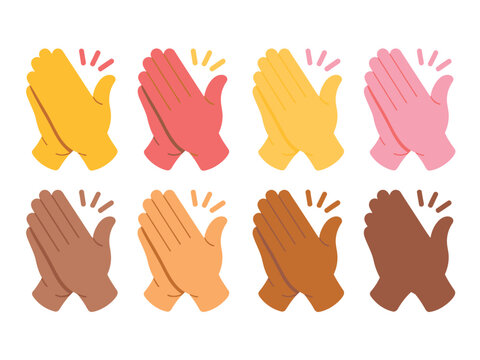 Set of diverse hands clapping in celebration and applause