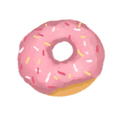 Hand drawn donut with pink glaze and sprinkles