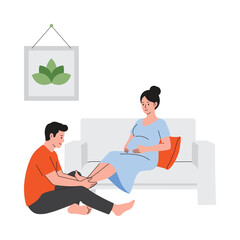 Foot rubs from a loving partner illustration