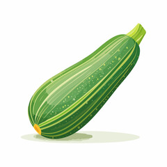 A single green zucchini with yellow stripes on a white background.
