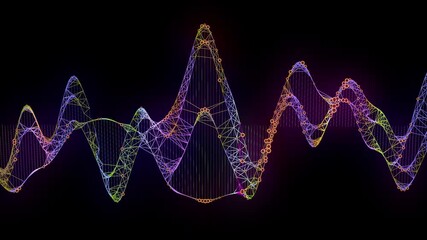 Abstract animation infographics grid with circles . Big data graph from curves  representation. Futuristic network or business data analytics. Quantum Computing. Cyber Security.  - Powered by Adobe