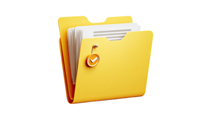 file folder with document on white background