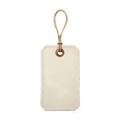 Blank cotton fabric price tag with string on white background PNG file 