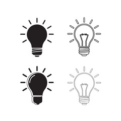 Light bulb icon set simple flat vector design isolated on white background