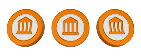financial institution icon symbol 3d rendering in yellow color