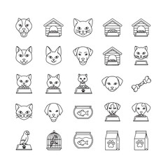 Pet icon set simple line art vector design for web and mobile apps isolated on white background