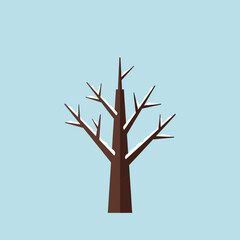 Fototapeta premium Minimalist illustration of a bare brown tree against a light blue background.