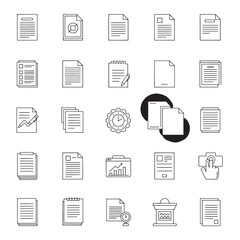 Set of document icons simple line vector symbols for business and office isolated on white backgroun