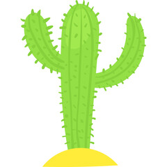 A Vibrant Green Saguaro Cactus Stands Tall on a Sandy Dune Under a Bright Sunny Day with a Transparent Background