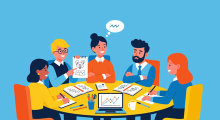 Team Collaboration Meeting with Data Analysis and Presentation.