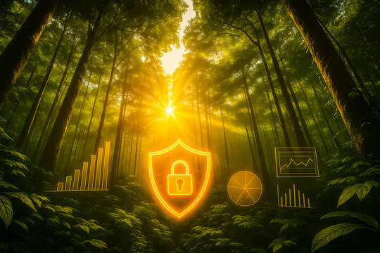 Data security and sustainable growth, green finance in nature - Powered by Adobe