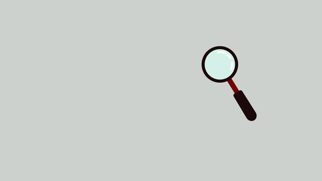 Animation of a magnifying glass in stillness on a plain gray background. Perfect for detective, investigation, or search concepts in design projects.