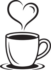 Love coffee heart steam art simple design a hot beverage cup with steam forming a heart shape symbolizing affection and enjoyment vector