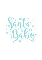 Santa Baby illustration with snowflakes in pastel color scheme  