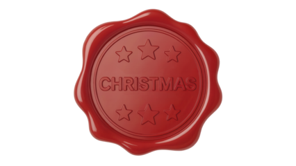 A detailed realistic red wax seal with an oval impression and crown motifs isolated on transparent background